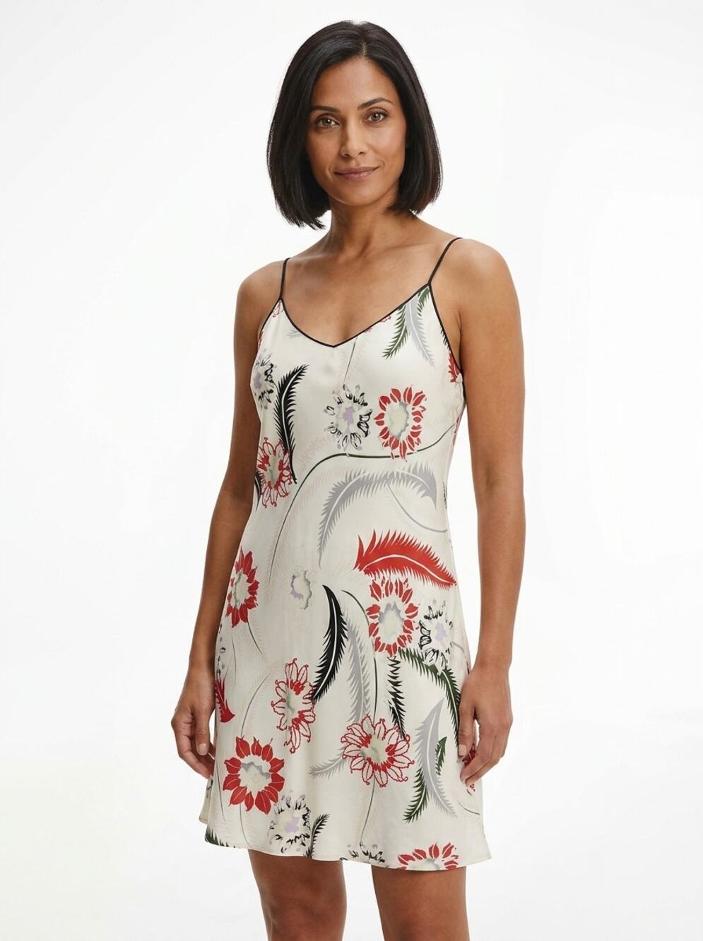 Calvin Klein 100% Silk Mini Slip Dress Floral Lightweight Women Size M